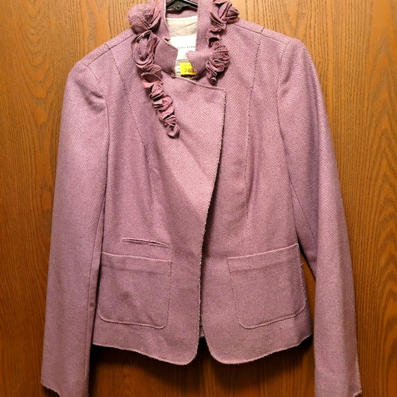 Banana Republic Jackets & Blazers - Banana Republic Lavender  Heather Italian Wool Blend Ruffle Jacket Size 4